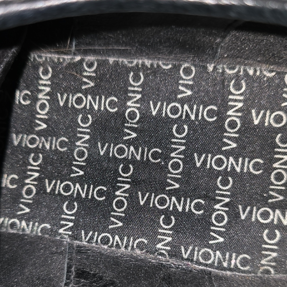 Vionic Black Leather Tennies - Picture 2 of 7